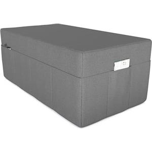 POKAR Fodera per Materasso Pieghevole 120x195x15 cm | Funzione Pouf con Tasche Laterali | Copertura per Materasso per Ospiti | Lavabile | Certificato OEKO-TEX | Prodotto nell'UE | Grigio