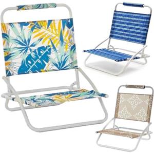 EMPOTEC Sedia Mare Pieghevole Spiaggina Sdraio Poltrona Acciaio Resistente Spiaggia Piscina Giardino Campeggio Dimensione h61x51x45 cm Facile da Trasportare COLORI ASSORTITI