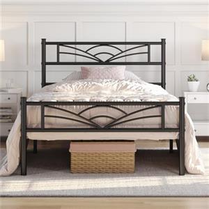 Yaheetech Struttura Letto Singolo Metallo per Materasso 90 x 200 cm, Nero