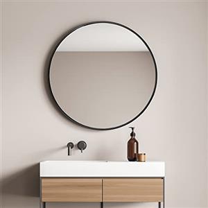 [en.casa] Specchio da Parete Ø 40 cm Specchio Rotondo con Cornice in Alluminio - Nero