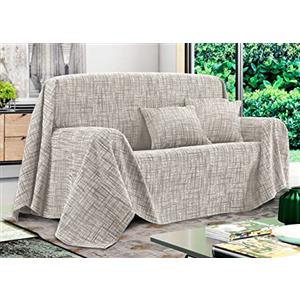 BIANCHERIAWEB Telo Arredo Copridivano Multiuso Copritutto Misto Cotone Modello Multirighe 180x260 Lino