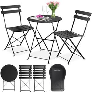 KESSER® Set da bistrot 3 pezzi con 2 sedie pieghevoli, set da balcone, mobili da balcone, mobili pieghevoli, set da giardino, mobili da giardino, tavolo da giardino bistrot in metallo incl. Copertura