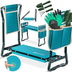 KESSER® Inginocchiatore 2 in 1 XXL per il giardinaggio Cuscino imbottito Cuscino in schiuma eva Sgabello da giardino Pieghevole Incl. 2 borse per attrezzi Panca da giardino Regolabile in altezza