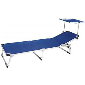 AVANTI TRENDSTORE - Beach - Sdraio a 3 gambe d'appoggio e tettuccio parasole, con telaio in alluminio e tessuto in rete traspirante blu. Dimensioni LAP 189x29-105x60 cm (Blu)