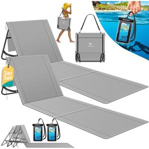 KESSER® Set di 2 materassini da spiaggia pieghevoli con schienale regolabile, tracolla e borsa, portata massima 130 kg - Lettino prendisole per spiaggia, giardino e terrazza