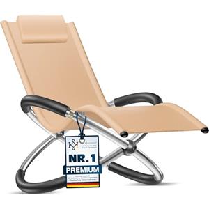 KESSER® Lettino relax Sdraio | Lettino da giardino | Sedia da giardino | Sedia pieghevole | Lettino a dondolo | Sedia a dondolo | seduta reclinabile ergonomica, Beige