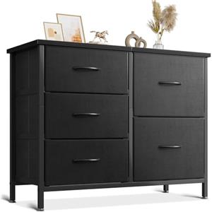 Coleshome Cassettiera Camera da Letto, Cassettiera Piccola Utilizzo Piano in Legno, Robusta Struttura in Acciaio, Adatta per Camera da Letto e Soggiorno, 76 x 29 x 60 cm, Nero