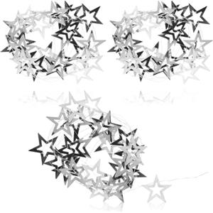 com-four® 3X Ghirlanda d'Argento con Stelle - Ghirlanda di Natale per la Decorazione dell'albero di Natale - Ghirlanda di Stelle per la Corona dell'avvento - 2 m ciascuno