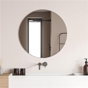 Inbagno Specchio da Parete Tondo 80 cm in Vetro, a Filo Lucido Senza Cornice con Spessore 0,4 cm