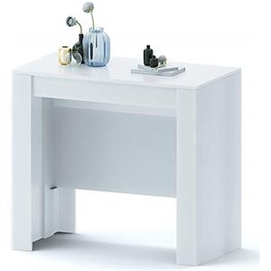 Bricozone Tavolo Consolle Clarissa Allungabile con Guide in Acciaio per Casa Ufficio Bianco Lucido 78 x 51 x 90 cm