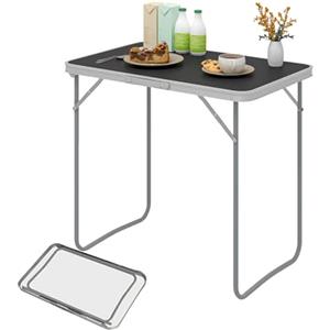 eSituro Tavolo Campeggio, Tavolino Pieghevole da Giardino, Tavolo da Balcone, con Maniglia in Gomma, Tavolo Picnic 80x50x70 cm, in Alluminio e MDF, Carico 20 kg, Nero