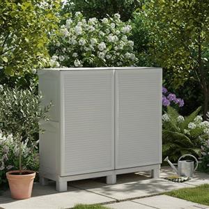 Dmora - Armadio da esterno Waremme, Mobile outdoor, Armadio balcone multiuso, Armadietto outdoor, 100% Made in Italy, Grigio chiaro, 100x39h92 cm