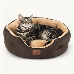 Bedsure Letto per Cani Piccoli Lavabile - Letti Grandi per Gatti da Interno e Cuccioli, Letto Rotondo per Cani di Media Taglia con Fondo Antiscivolo,marrone