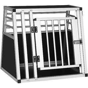 EUGAD Trasportino per Cani Auto, Box Trasporto Cane Taglia Piccola/Media, 60x50x55cm Alluminio Gabbia per Cani con Serratura di Sicurezza, Leggero e Stabile Kennel Cane per Auto Viaggi Casa