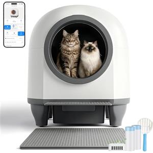 Devoko Lettiera Gatto Autopulente con APP, Lettiera Autopulente per Gatti da 90 L con Cassetto Feci da 8,5 L per Oltre una Settimana, Sistema Profumato e Sensore Radar, Adatta a Famiglie con Più Gatti.