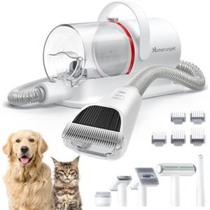 Homerunpet Toelettatura e Aspirazione a Vuoto per Animali Domestici, 12000 Pa Ultra Silenziosa Tosatrice per Cani e Gatto Professionale, Aspira Peli per Cani con 6 Strumenti, 1,85L
