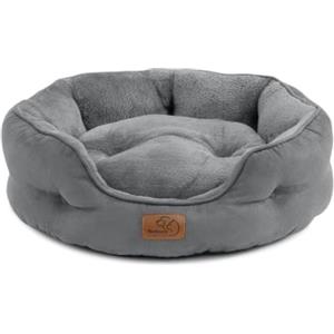 Bedsure Letto per Cani Piccoli Lavabile - Letti Grandi per Gatti da Interno e Cuccioli, Letto Rotondo per Cani di Media Taglia con Fondo Antiscivolo, grigio, 51 x 48 x 15cm