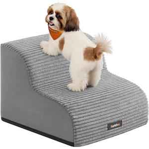 Feandrea Scala a 2 Gradini per Cani, Pendenza per Letto, Divano, Scaletta per Animali Domestici Impermeabile e Antiscivolo, Copertura Sfoderabile e Lavabile, Maniglia, Grigio Tortora PPS002G01