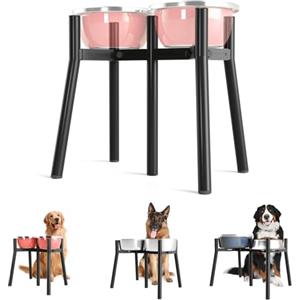 ADENGL Supporto per Ciotola per Cani Rialzato per Cani di Taglia Grande, Larghezza Regolabile 17.8-27 cm, Altezza 34.8 cm, Supporto per Cibo e Acqua per Cani, Ciotola Non Inclusa