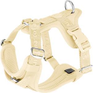 Sunraymascota Pettorina per cani con morbida imbottitura in lycra, comoda pettorina traspirante in rete, taglia regolabile per razze piccole, medie e grandi, con due fibbie (giallo chiaro, M)