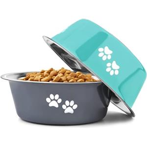 YUDANSI Ciotole per cani da 1560 ml, confezione da 2, con suola in silicone antiscivolo, in acciaio inox rialzate per cibo e acqua, per cani di taglia media e grande