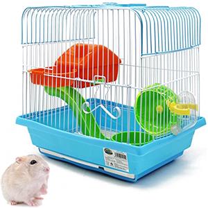 BPS BUENA PET SHOP BPS BPS-1255 - Gabbia per criceti, con mangiatoia, abbeveratoio, ruota di casa, colore casuale, 30 x 23 x 31 cm