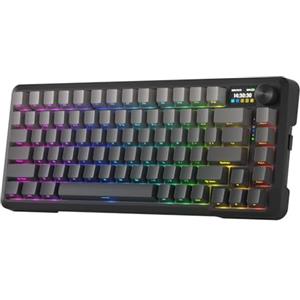 Redragon Tastiera da gioco con guarnizione wireless K724 PRO con schermo TFT e manopola Hype da 1,14", tastiera meccanica al 75% a 81 tasti, smorzamento del rumore a 5 strati, presa RGB rivolta a sud