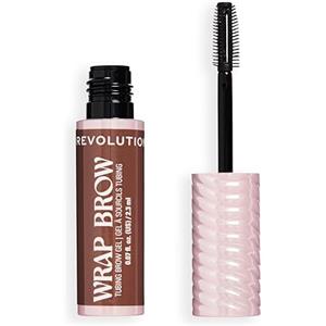 Revolution Skincare London Revolution Wrap Brow, gel sopracciglia tubing, definisce e scolpisce, tinta leggera per volume 3D definito, resistente all'acqua, Warm Medium Brown, 2.3ml