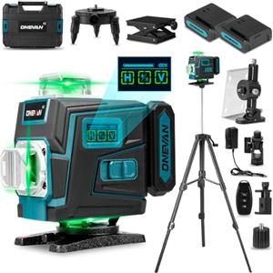 ONEVAN Livella Laser con Treppiede, 4D 360° Laser Autolivellante, Auto-Livellante ±3°, Raggio 30 m, 2 Batterie 4800 mAh, App & Telecomando, per Piastrelle, Soffitti e Appendi Quadri