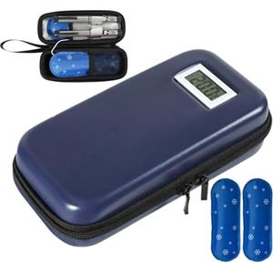 Generico Borsa Frigo Insulina Viaggio - Contenitore Farmaci Con Display Termico | Borsa Portatile Rinfrescante + 2 Piastre Gel | Piccola Custodia Isolata Per Forniture Diabetiche, Vacanze, Esterno