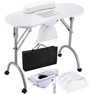Drmilito Tavolo Manicure Pieghevole con Aspiratore Scrivania per Unghie Portatile