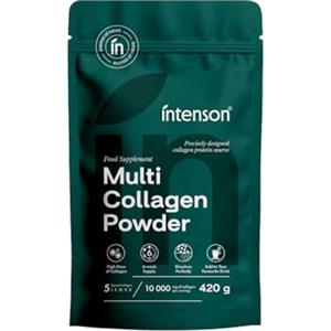 Intenson Multi Collagen in Polvere, Puro, 5 Tipi (I, II, III, V, X), 420 g