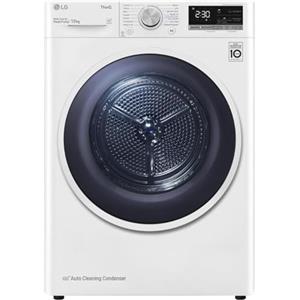 LG RH10V9AV4W Asciugatrice Smart a Carica Frontale 10kg, Serie V9, Classe C, Condensazione con Pompa di calore DUAL Inverter, Eco Hybrid, Condensatore autopulente, Allergy Care, Wi-Fi, Bianca