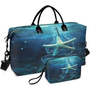 DDDIYEU Stella Marina Mare Scuro Borsa da Palestra Sportiva da Nuoto con Trucco Sacchetto Borsone Tracolla per Donna Viaggio
