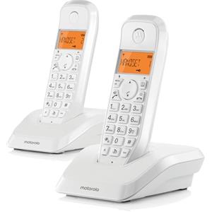 Motorola Voice - S1202 S12 SERIES Telefono Cordless Digitale con Blocco Chiamate e Funzione Non Disturbare, Vivavoce, Rubrica Fino a 50 Nomi e Numeri, Bianco