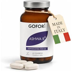 GOFOR360 Ashwa-B+ Ashwagandha KSM-66 Brevettata + 5 Vitamine del Gruppo B Alto Dosaggio | Integratore Stress, Energia e Lucidità Mentale | 60 Compresse 2 Mesi | Made in Italy