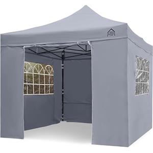 All Seasons Gazebos: Gazebo pop-up 3x3m completamente impermeabile con 4 pareti laterali Premium - Grigio metallizzato