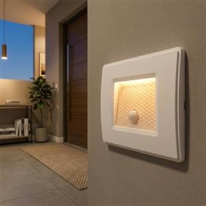 Planetitaly Faretto segnapassi LED 1.3W incasso parete muro scatola 503 basso consumo sensore movimento crepuscolare luci sicurezza passaggio 230V (Colore Bianco, 6000K)