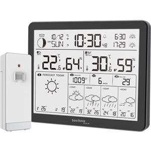 techno line WD3000 - Stazione meteo con 4 giorni previsioni meteo, incluso trasmettitore esterno, dati sulla stazione e sul cellulare (app direct weather)