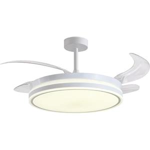 BEL AIR HOME - Ventilatore da soffitto ATENE - Motore DC silenzioso - Pale pieghevoli - Luce LED 36 W, 3 temperature - Telecomando - Modalità Inverno, Bianco