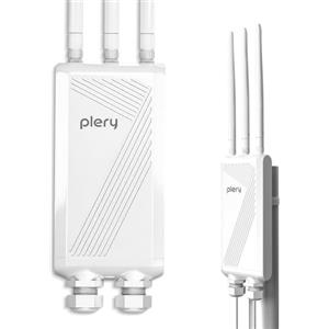 PLERY BE3600 WiFi 7 Ripetitore WiFi Potente Esterno,Dual Band Access Point | IP66 Outdoor, Antenne Rimovibili, POE/DC, Lunga Portata, Supporto 4 Modalità, 1Wan / 2LAN Porte Gigabit, MU-MIMO
