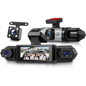 Rimoody 4 Canali 360° Dashcam Auto, 4 Telecamera HD 1080P Anteriore e Posteriore Sinistra Destra, 3.16 Pollici Schermo IPS Dash Cam con Visione Notturna 8 IR/Loop Video/24H Parcheggio Monitor