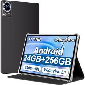 SKYEGG Tablet 11 Pollici Android 14 con 24GB RAM +256GB ROM (Espandibile Fino a 1 TB), Face ID, Widevine L1, Octa-Core 2.0 GHz, 5G Wi-Fi, GPS, 8000mAh, HD 1280 x 800 Incell IPS, Tablet con Custodia, Grigio