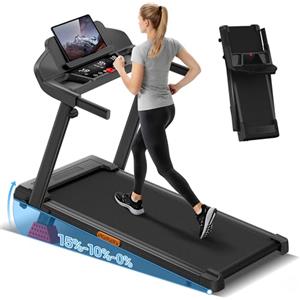 UMAY Tapis Roulant Salvaspazio con Inclinazione 15%, Tapis Roulant Elettrico 12KM/H, Tapirulan Pieghevole da Casa con Motore da 3.0 HP e Display LED, Carico Massimo 136KG