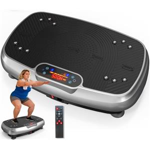 GENIXFIT Piastra vibrante migliorata con doppi motori per perdere peso, allenamento tutto il corpo, costruzione muscolare, supporto vibrante, capacità 150 kg, pedana vibrante, allenamento domestico (grigio)
