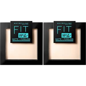 Maybelline New York Fit Me Matte&Poreless Cipria Opacizzante e Fissante, Pennello e Specchietto Inclusi, 105 Natural (Confezione da 2)