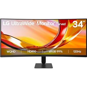 LG 34U601B Monitor UltraWide Curvo 34" WQHD (3440x1440), 120Hz, HDR10, sRGB 99%, FreeSync, HDMI 2.0, DisplayPort 1.4, Design Borderless 21:9, Nero