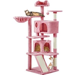 Yaheetech Albero Tiragraffi per Gatti Gioco Giocattolo per Gatti in Sisal Naturale 49 x 49 x 144,5 cm Rosa