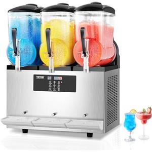 VEVOR Macchina per Bevande Ghiacciate Commerciale, Macchina per Bevande Fredde a Doppio Serbatoio 3 x 12 Litri, Macchina per Bevande Smoothie Drink in Acciaio Inox da Bar Ristorante Hotel Catering