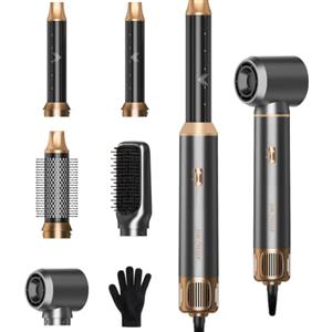 Dryhsip 5 in 1 Spazzola Asciugacapelli Multifunzione, Phon con 3 Temperatures, Styling Liscio, Onde, Ricci, Volumizzante, Hair Styler Viaggi set Regalo donna e uomo (Pearl Grey)